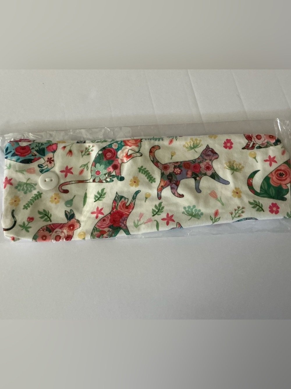 Floral Cat Headband - White with Multicolor Cats